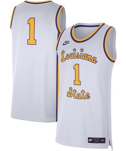 #1 LSU Tigers Basketball Jersey - White