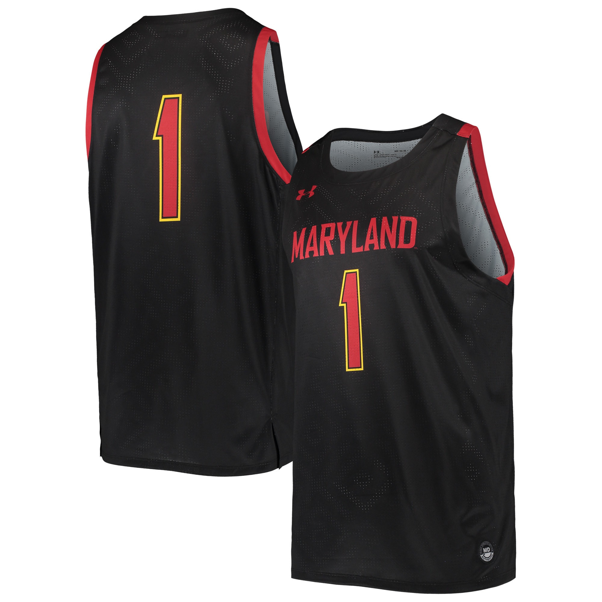 #1 Maryland Terrapins Under Armour College Replica Basketball Jersey - Black Ncaa