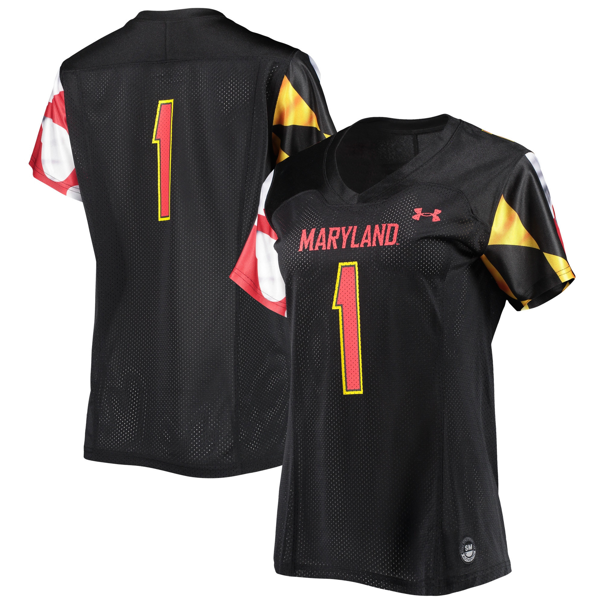 #1 Maryland Terrapins Under Armour Womens Replica Jersey - Black Ncaa