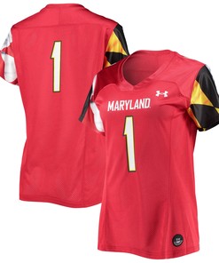 #1 Maryland Terrapins Under Armour Womens Replica Jersey - Red Ncaa