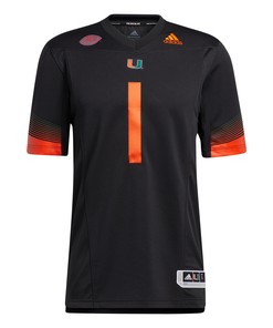 #1 Miami Hurricanes Adidas Premier Strategy Jersey - Black Ncaa