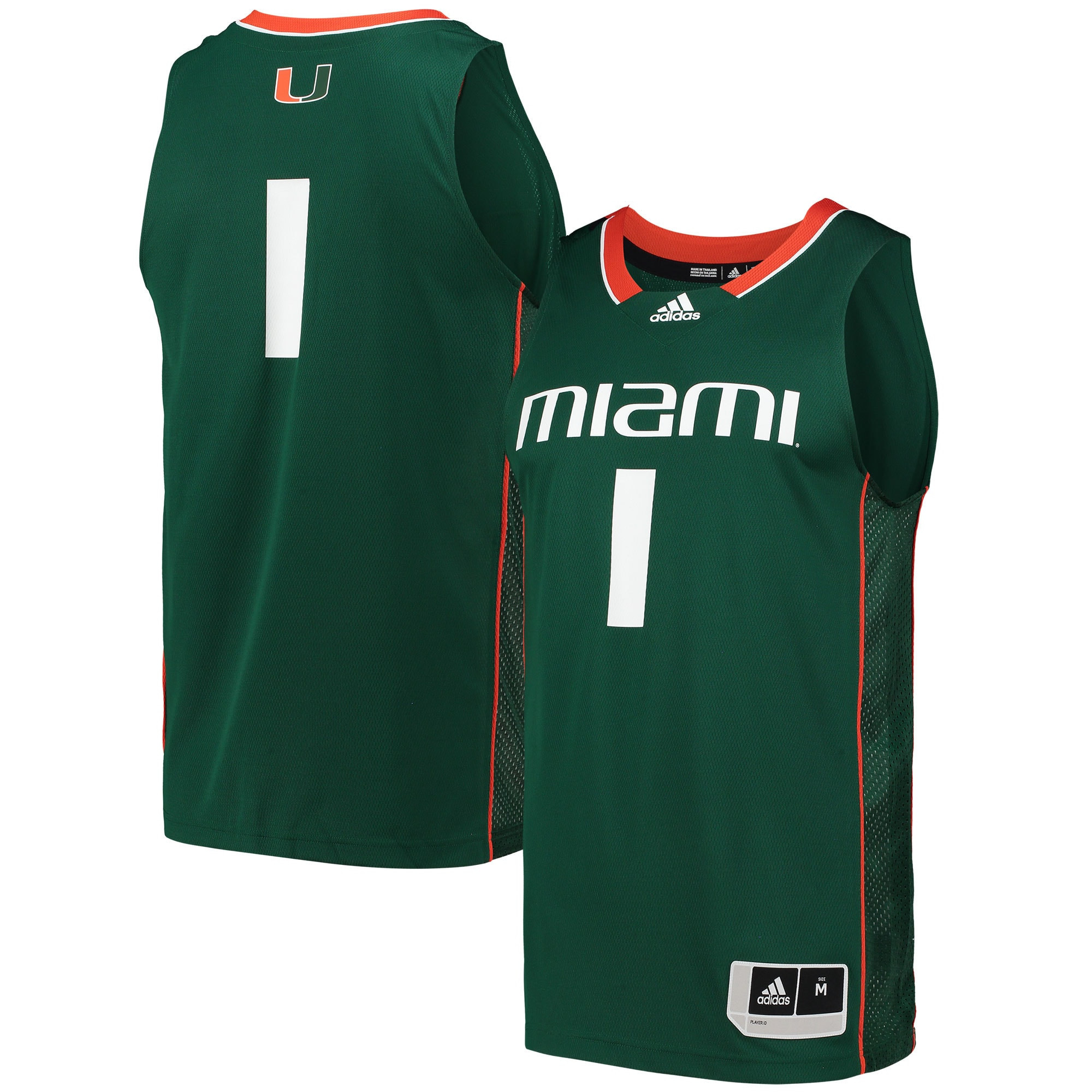 #1 Miami Hurricanes Adidas Swingman Basketball Jersey - Green Ncaa