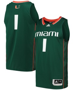 #1 Miami Hurricanes Adidas Swingman Basketball Jersey - Green Ncaa