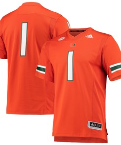 #1 Miami Hurricanes Adidas Team Premier Football Jersey - Orange Ncaa