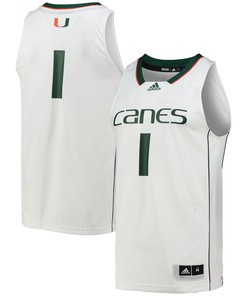 #1 Miami Hurricanes Adidas Team Swingman Basketball Jersey - White Ncaa
