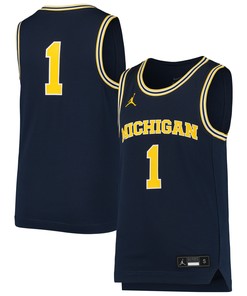#1 Michigan Wolverines Jordan Brand Team Replica Basketball Jersey - Navy Ncaa