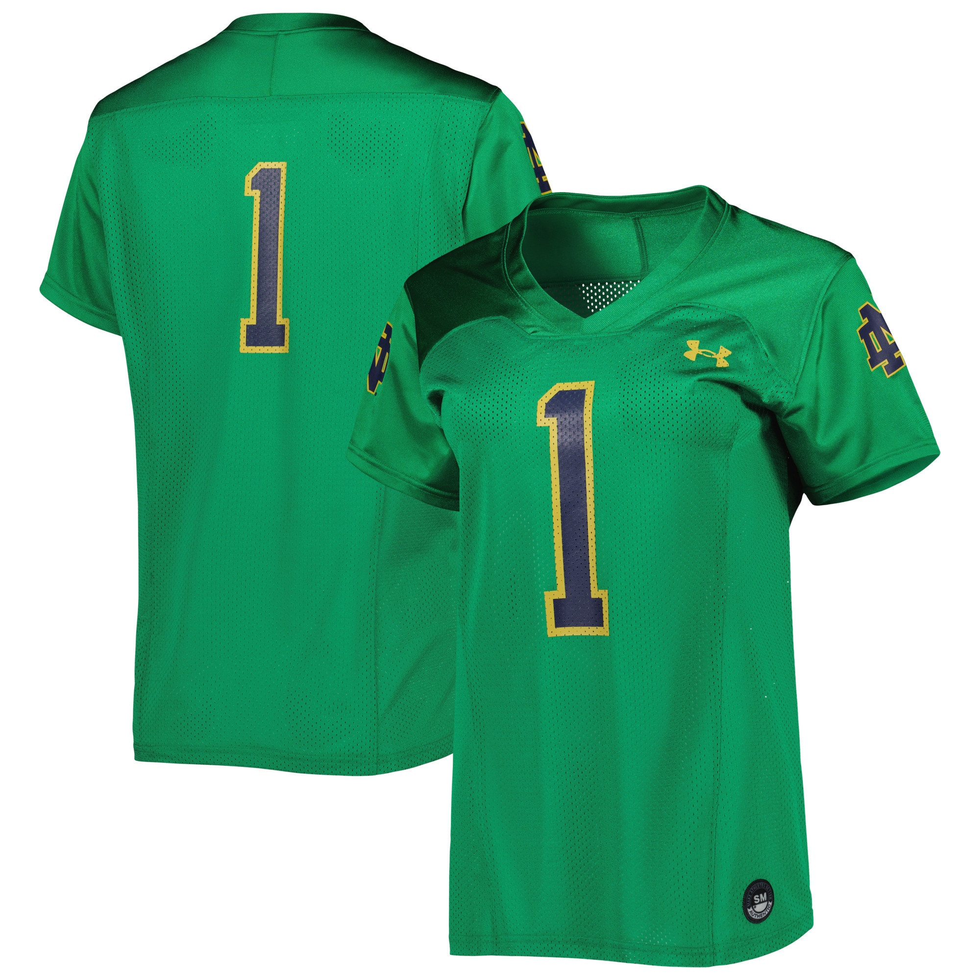 #1 Notre Dame Fighting Irish Under Armour Womens Replica Football Jersey - Kelly Green Ncaa