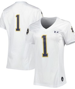 #1 Notre Dame Fighting Irish Under Armour Womens Replica Football Jersey - White Ncaa