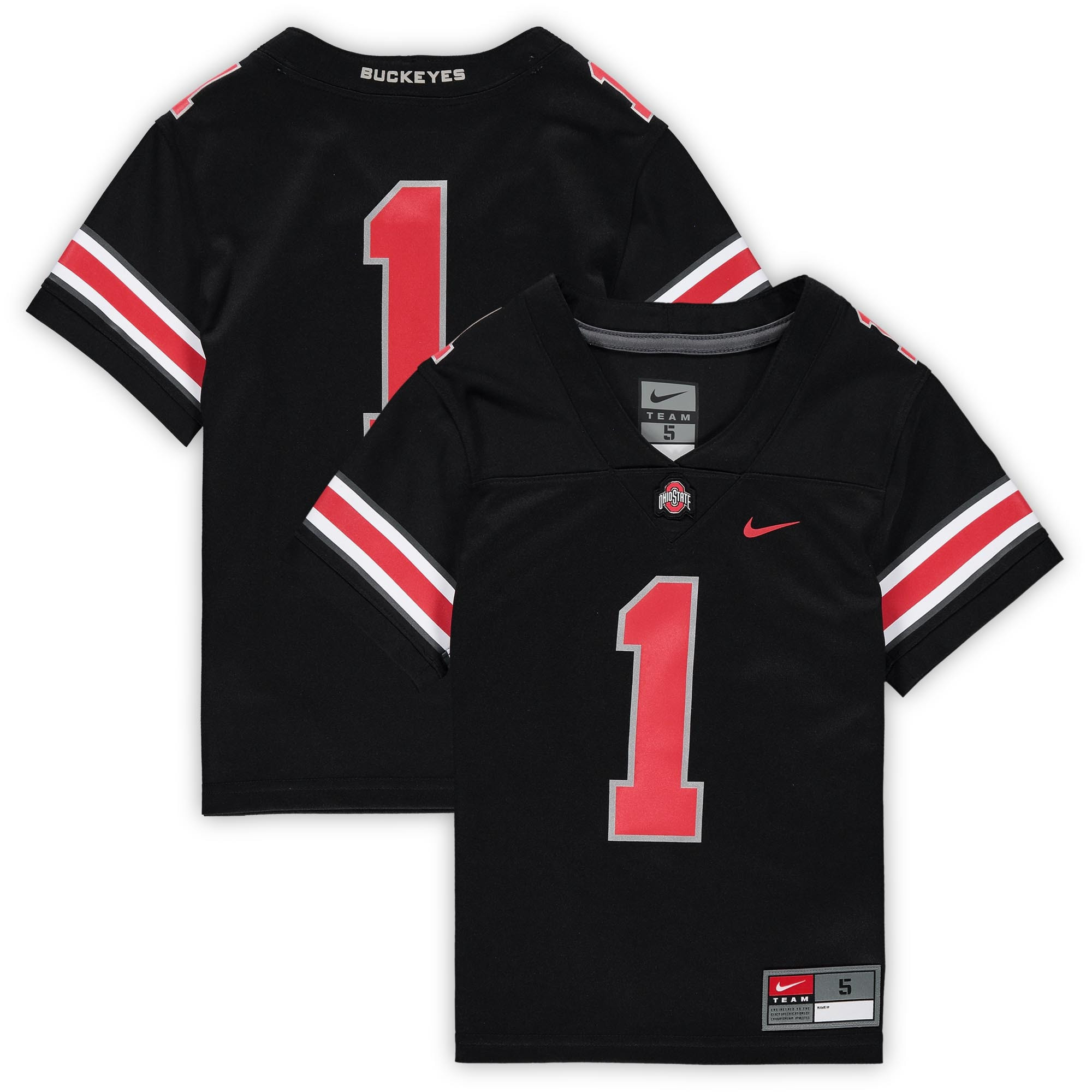 #1 Ohio State Buckeyes Preschool Replica Football Jersey - Black Ncaa