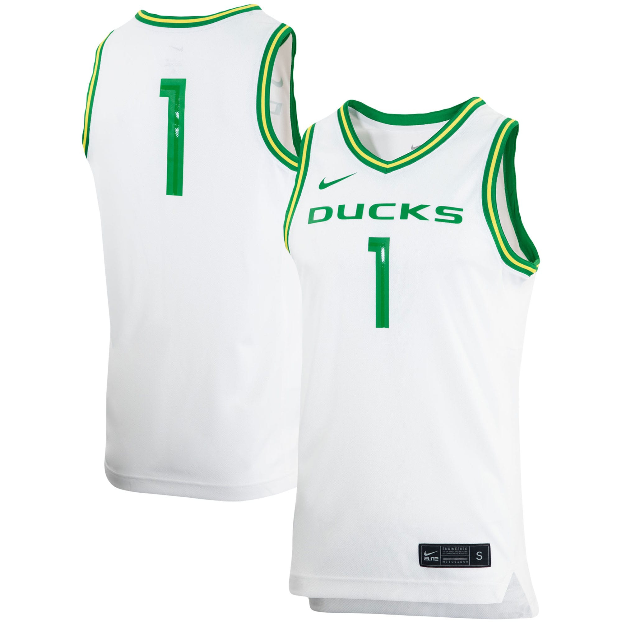 #1 Oregon Ducks Replica Team Basketball Jersey - White Ncaa