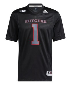 #1 Rutgers Scarlet Knights Adidas Team Premier Football Jersey - Black Ncaa
