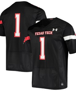 #1 Texas Tech Red Raiders Under Armour Logo Replica Football Jersey - Black Ncaa