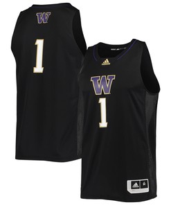 #1 Washington Huskies Adidas Swingman Basketball Jersey - Black Ncaa