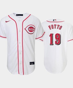 19 Joey Votto Youth Reds Home White Jersey