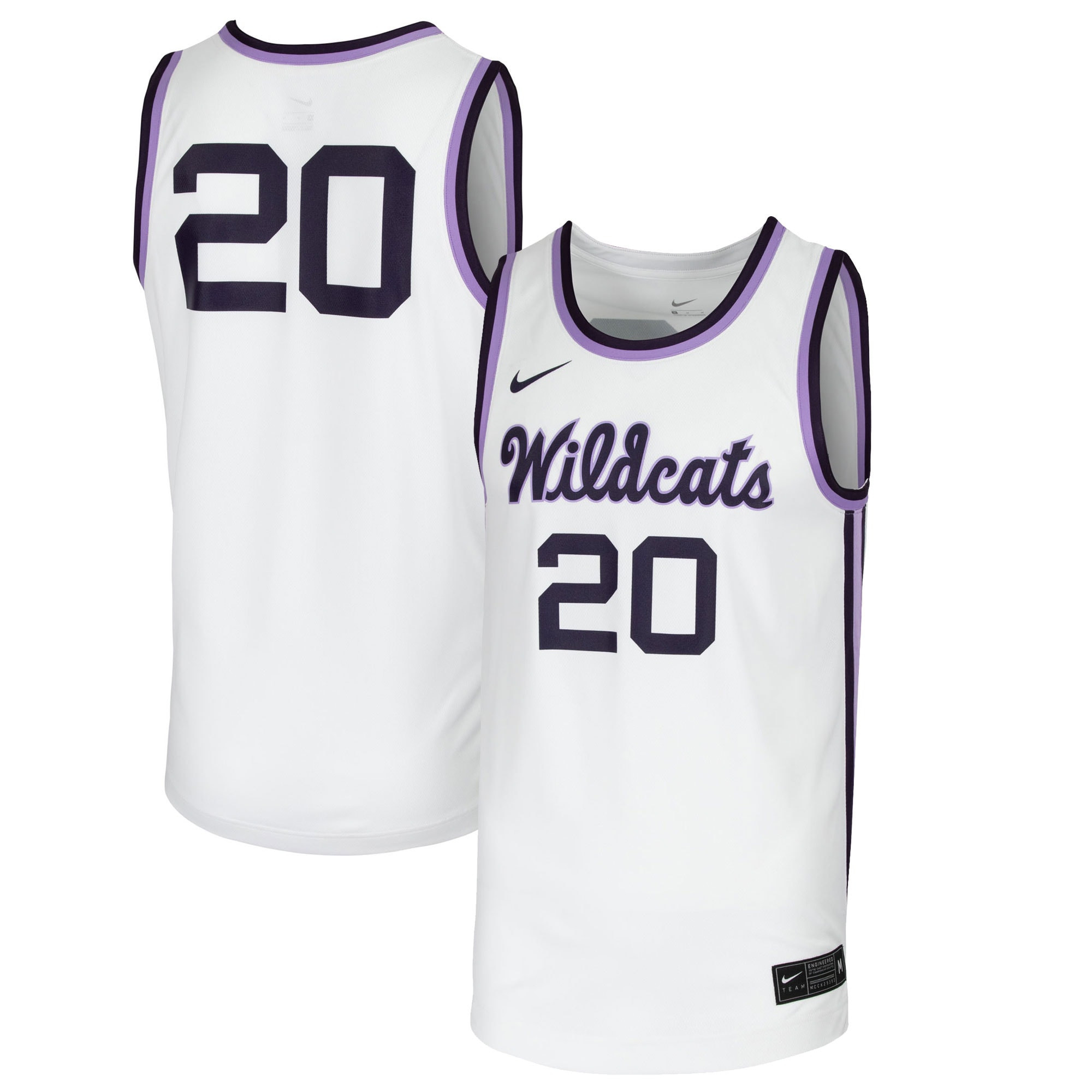 #20 Kansas State Wildcats Team Replica Basketball Jersey - White Ncaa