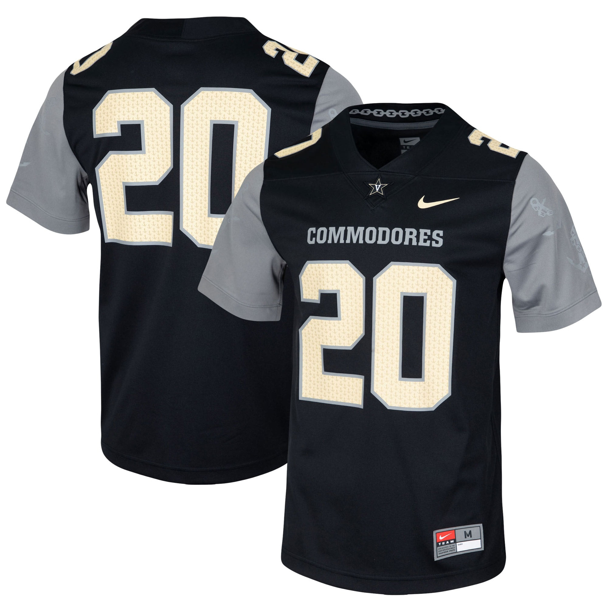 #20 Vanderbilt Commodores Football Jersey - Black Ncaa