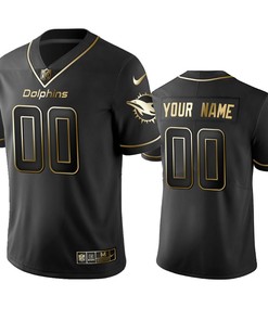 2019 Miami Dolphins Custom Black Golden Edition Vapor Untouchable Limited Jersey - Mens