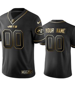 2019 New York Jets Custom Black Golden Edition Vapor Untouchable Limited Jersey - Mens