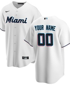 2020 Mlb Personalized Custom Miami Marlins White Custom Jersey