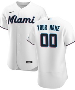 2020 Mlb Personalized Custom White Miami Marlins Jersey
