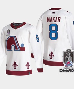 2022 Stanley Cup Champs Cale Makar 8 Colorado Avalanche White Jersey Reverse Retro
