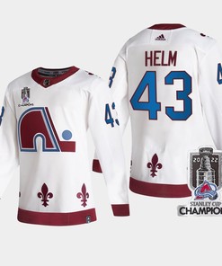 2022 Stanley Cup Champs Darren Helm 43 Colorado Avalanche White Jersey Reverse Retro