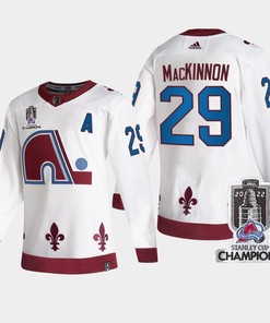 2022 Stanley Cup Champs Nathan MacKinnon 29 Colorado Avalanche White Jersey Reverse Retro