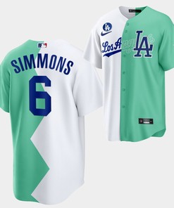 2022-23 All-Star Celebrity Softball Game Los Angeles Dodgers J.K. Simmons 6 White Green Jersey