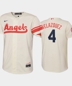 2022-23 City Connect Youth Los Angeles Angels Andrew Velazquez 4 Andrew Velazquez Jersey - Cream