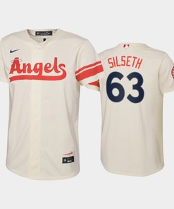 2022-23 City Connect Youth Los Angeles Angels Chase Silseth 63 Chase Silseth Jersey - Cream