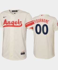 2022-23 City Connect Youth Los Angeles Angels Custom 00 Custom Jersey - Cream