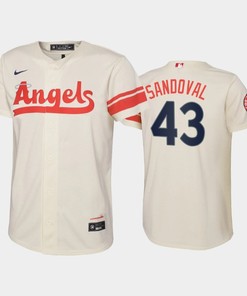 2022-23 City Connect Youth Los Angeles Angels Patrick Sandoval 43 Patrick Sandoval Jersey - Cream