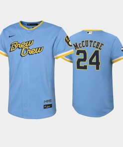 2022-23 City Connect Youth Milwaukee Brewers Andrew McCutchen 24 Andrew McCutchen Jersey - Powder Blue