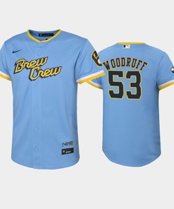 2022-23 City Connect Youth Milwaukee Brewers Brandon Woodruff 53 Brandon Woodruff Jersey - Powder Blue