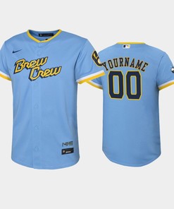 2022-23 City Connect Youth Milwaukee Brewers Custom 00 Custom Jersey - Powder Blue
