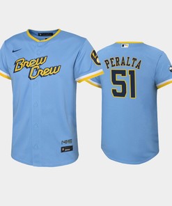 2022-23 City Connect Youth Milwaukee Brewers Freddy Peralta 51 Freddy Peralta Jersey - Powder Blue
