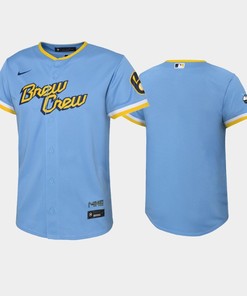 2022-23 City Connect Youth Milwaukee Brewers Jersey - Powder Blue