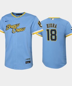 2022-23 City Connect Youth Milwaukee Brewers Keston Hiura 18 Keston Hiura Jersey - Powder Blue