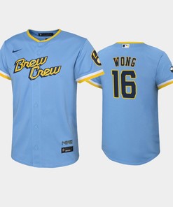 2022-23 City Connect Youth Milwaukee Brewers Kolten Wong 16 Kolten Wong Jersey - Powder Blue