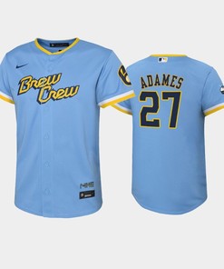 2022-23 City Connect Youth Milwaukee Brewers Willy Adames 27 Willy Adames Jersey - Powder Blue