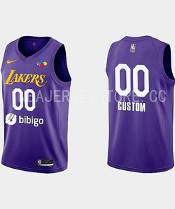 2022-23 Los Angeles Lakers Custom Training Camp Purple Men Jersey