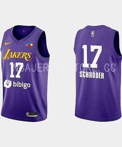 2022-23 Los Angeles Lakers Dennis Schroder Training Camp Purple Men Jersey