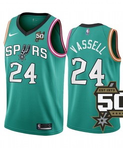 2022-23 San Antonio Spurs Devin Vassell 24 Teal 50th Anniversary Men Jersey
