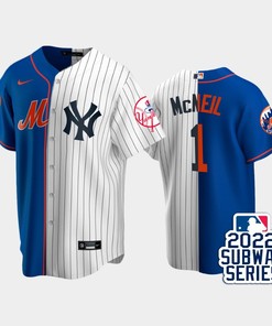 2022-23 Subway Series New York Mets 1 Jeff McNeil Split Royal White Jersey