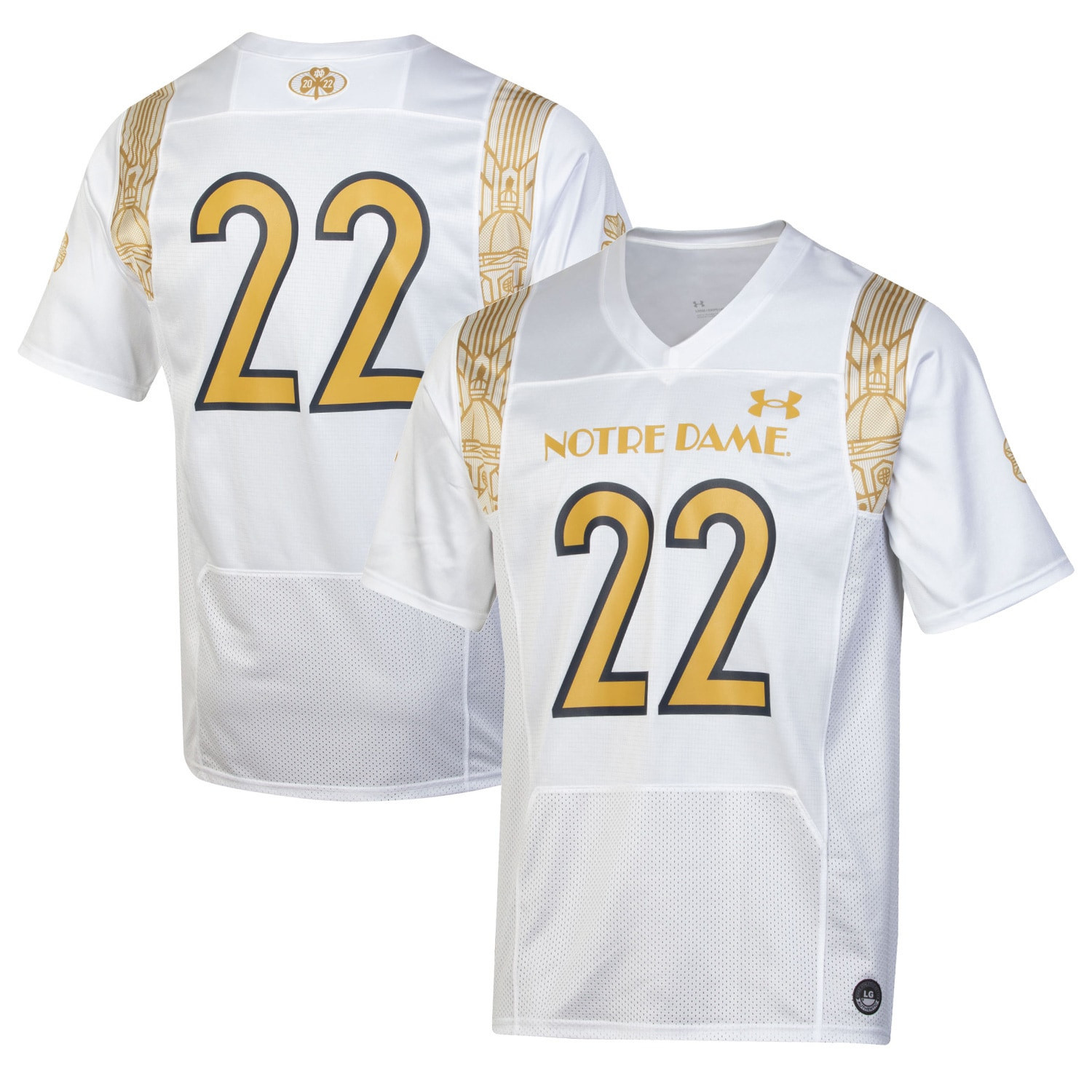 #22 Notre Dame Fighting Irish Under Armour 2022 Shamrock Series Replica Jersey - White Ncaa