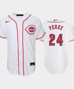 24 Tony Perez Youth Reds Home White Jersey
