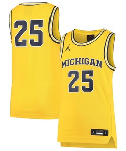 #25 Michigan Wolverines Jordan Brand Replica Team Basketball Jersey - Maize Ncaa