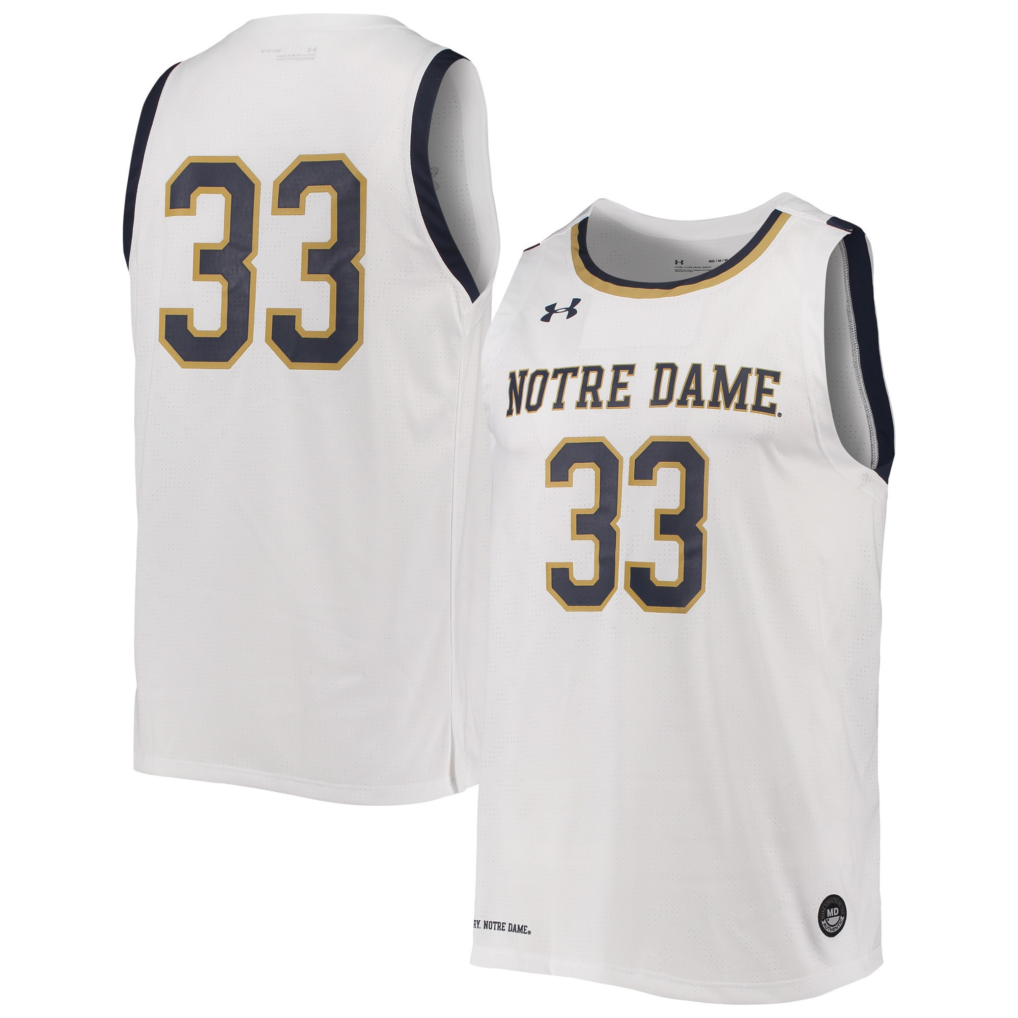 #33 Notre Dame Fighting Irish Under Armour College Replica Basketball Jersey - White Ncaa