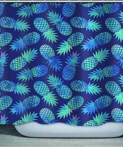 3D Blue Pineapples Shower Curtain - Waterproof Fabric Bathroom Decoration