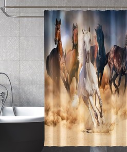 3D Brown Horse Shower Curtain - Waterproof Fiber for Bathroom and Home Decor
